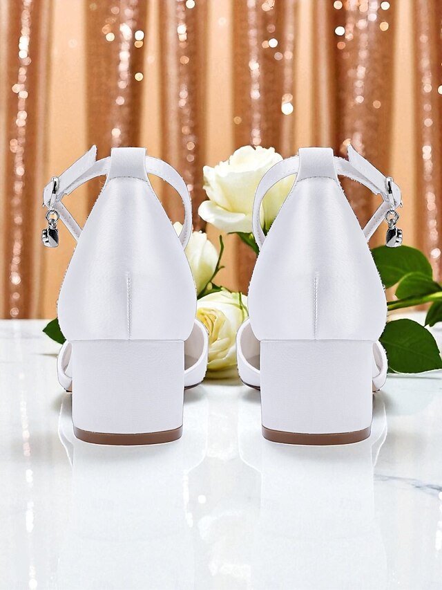 Heel Shoes with Women's Satin Wedding Block Burgundy