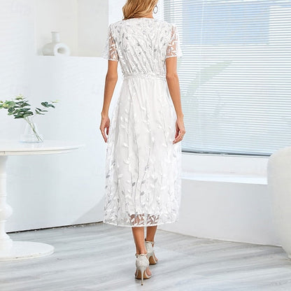 Dress Bride Neck the of V Sequin Elegant A-Line Mother