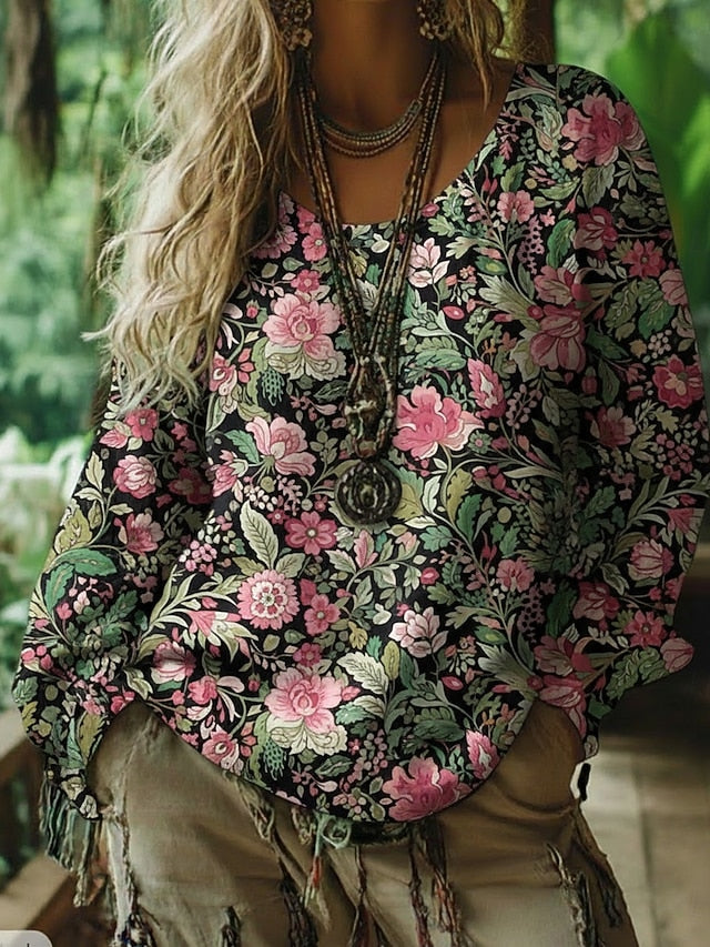 Women's Boho Shirt Boho T-shirt T Shirt Tee Top Print