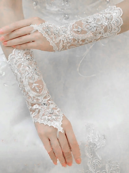 Bridal Lace Pearls with Wedding Gloves Elegant Accessories –