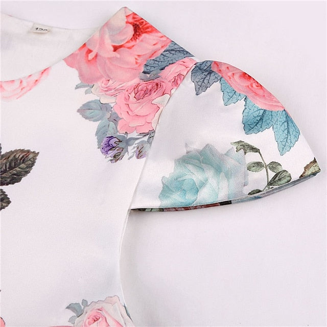 Dress Short Sleeve Flower Kids Girls' Party Floral