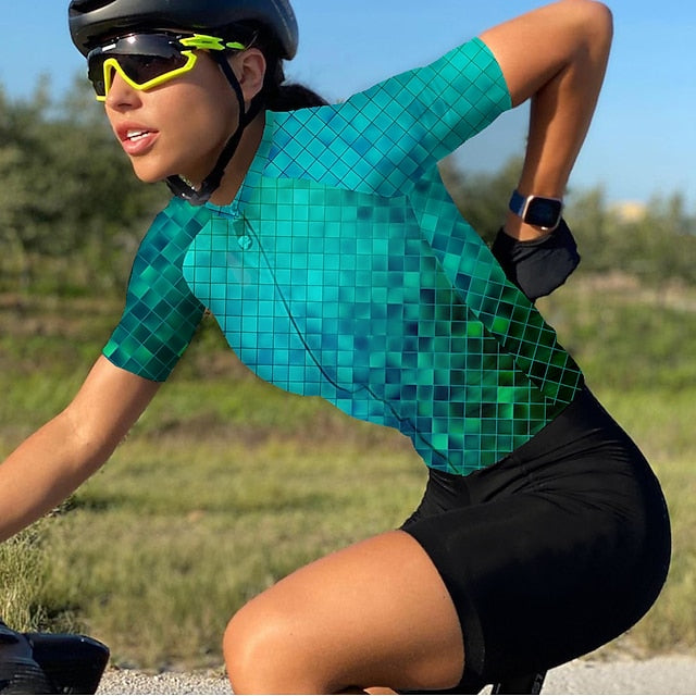 Women's Cycling Jersey Geometric Short Sleeve Bike Jersey