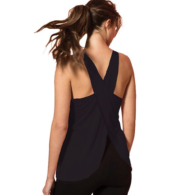 Women's Running Tank Top Open Back Cross Back Sleeveless