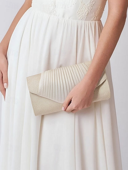 – with Pleated Evening Glitter Bag Champagne Design Clutch