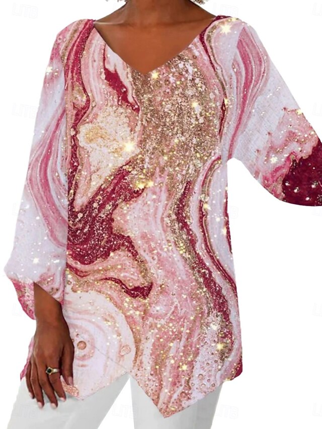 Women's Shirt Blouse Patchwork Graphic Abstract Fashion