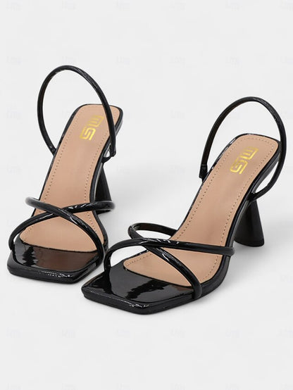 with Toe Square Heeled Sandals Strappy Beige Design –