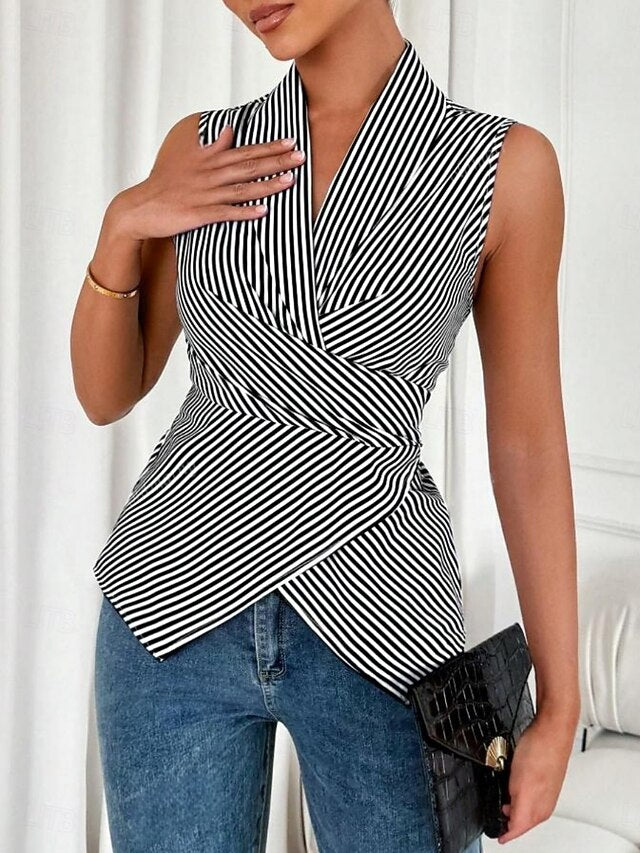 Women's T Shirt Tee Top Print Striped Fashion Stylish