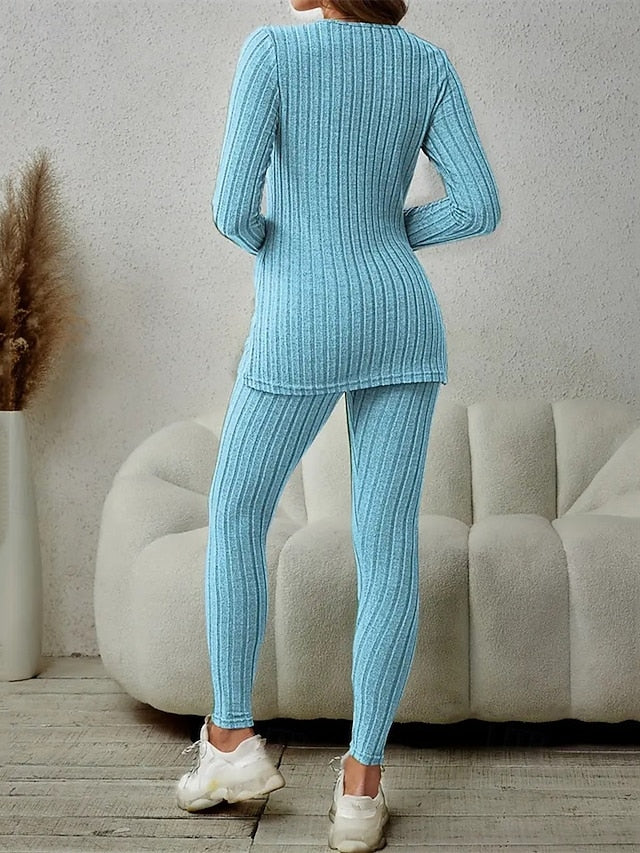 Women's T Shirt Pants Sets Bolero Top Long Sleeve V Neck