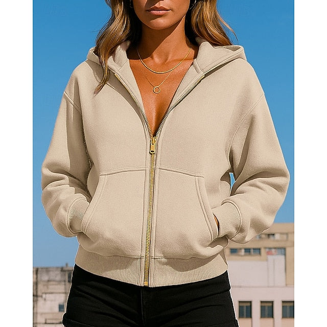Women's Hoodie Jacket Zip Up Sweatshirt with Pockets Long