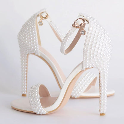 High Elegant Heel Women's Shoes Pearl-Embellished Wedding