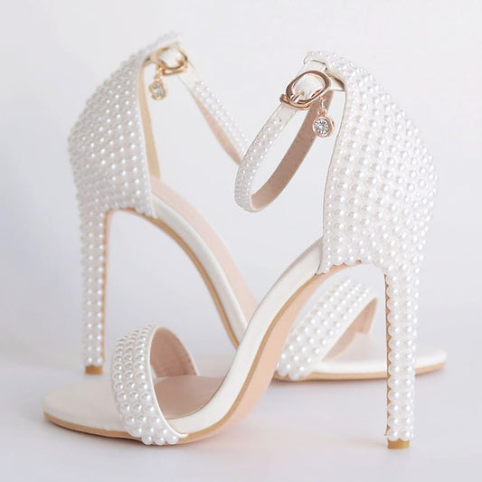 High Elegant Heel Women's Shoes Pearl-Embellished Wedding