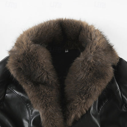 Comfortable Casual Warm Fur Buttons Collar Women's Jacket