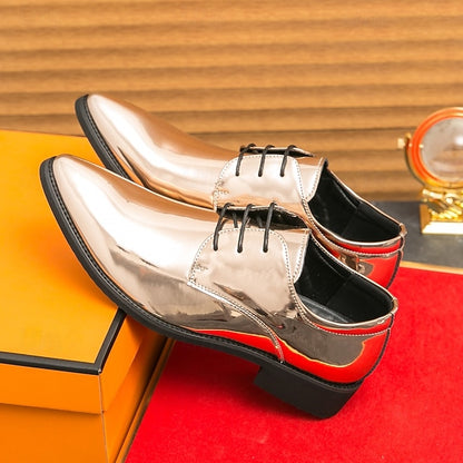 Leather Patent for – Formal Lace-Up Men Glossy Shoes Green