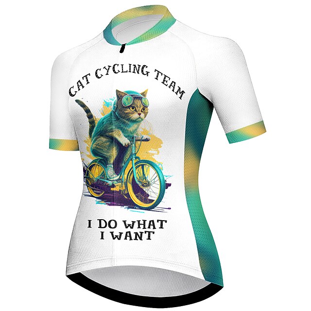 Women's Cycling Jersey Cat Funny Short Sleeve Bike Jersey
