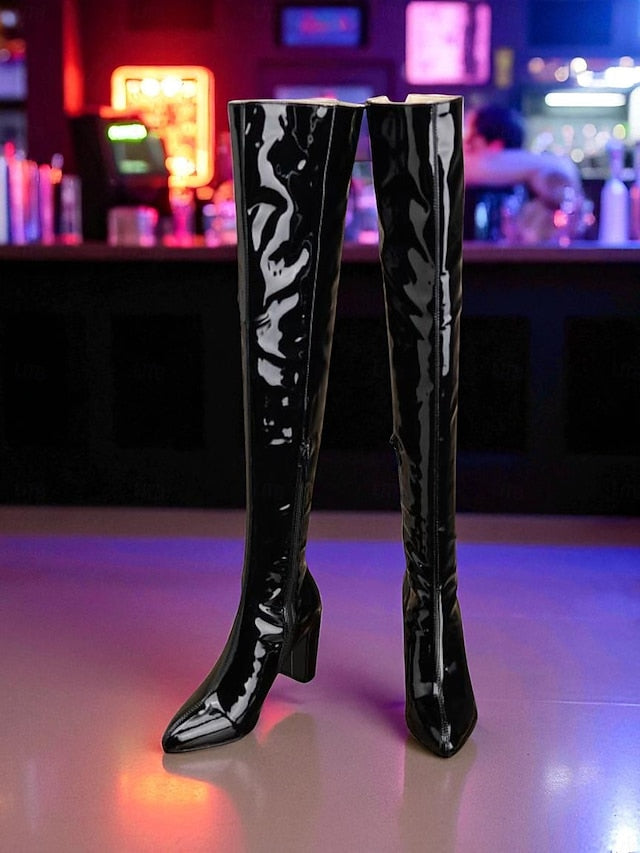 Knee the Leather Over Women's Red Patent Boots