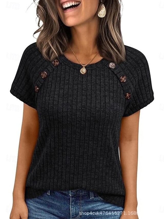 Women's Blouse Buttons Plain Active Streetwear Stylish