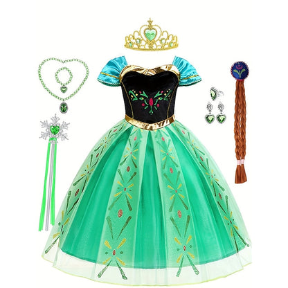Theme Party Princess Fairytale Girl Frozen Anna Flower Dress