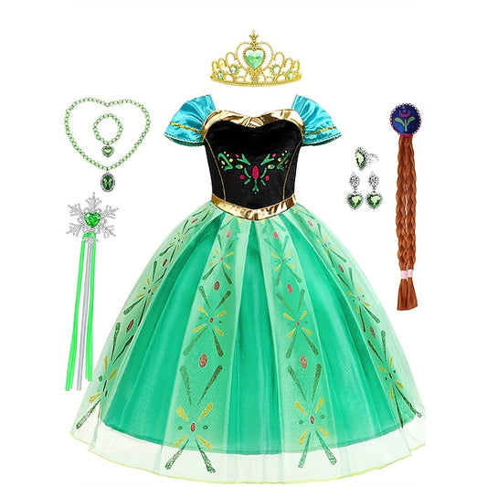 Theme Anna Princess Party Frozen Dress Girl Flower Fairytale