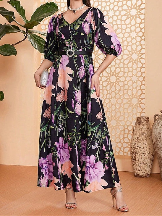 Dress V Bride Floor the Mother of A-Line Neck Length Elegant