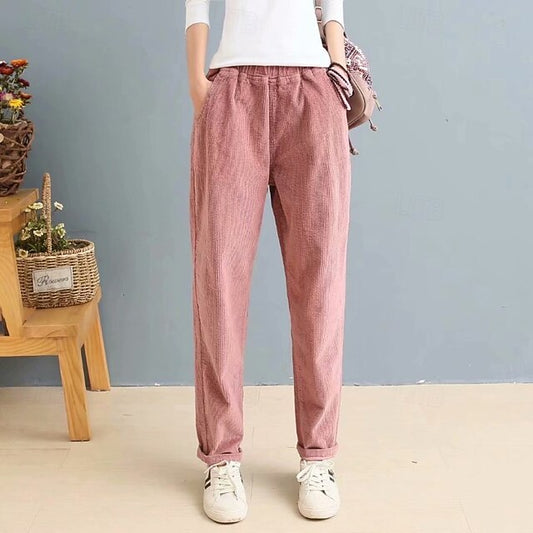 Women's Corduroy Pants Slacks Straight Streetwear Casual