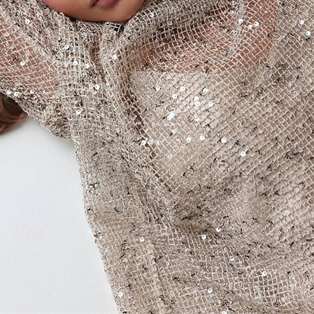 Women's Texture Blouse Sequin Sparkly Party Sequins Eyelet