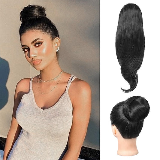 Messy Hair Bun Top Knot Clip in Bun Fake Hair Bun Ponytail