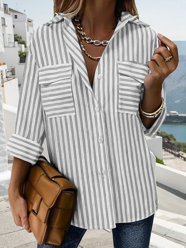 Women's Summer Shirt Casual Shirt Blouse Pocket Buttons