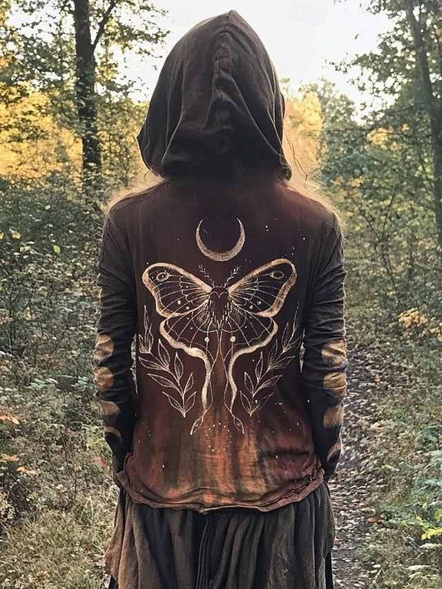 Women's Boho T Shirt Graphic Butterfly Plants Vintage