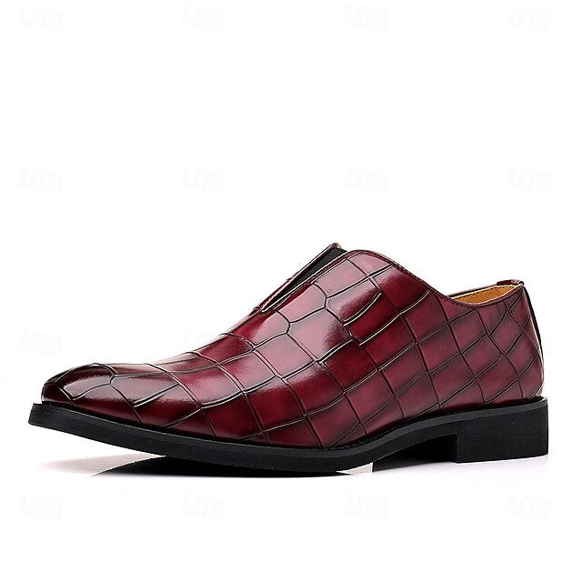 Burgundy Men's Shoes Slip-On Crocodile – Pattern