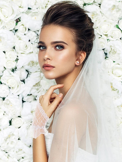 White – Lace Gloves Fingerless Bridal Elegant Wedding