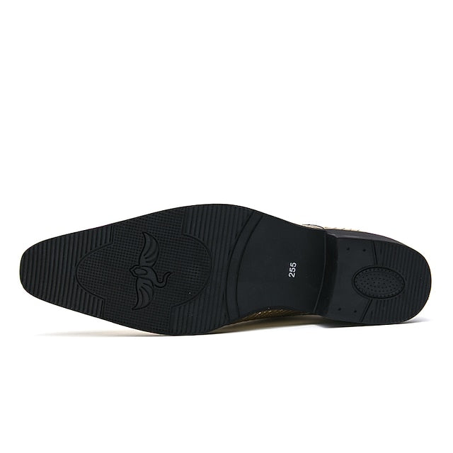 Oxford Metallic Men's Shiny Faux Gold Shoes