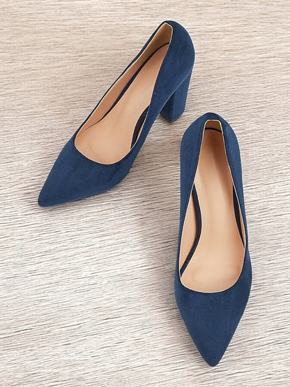 Heels Pointed Suede Toe Block Heel High | Women's Classic