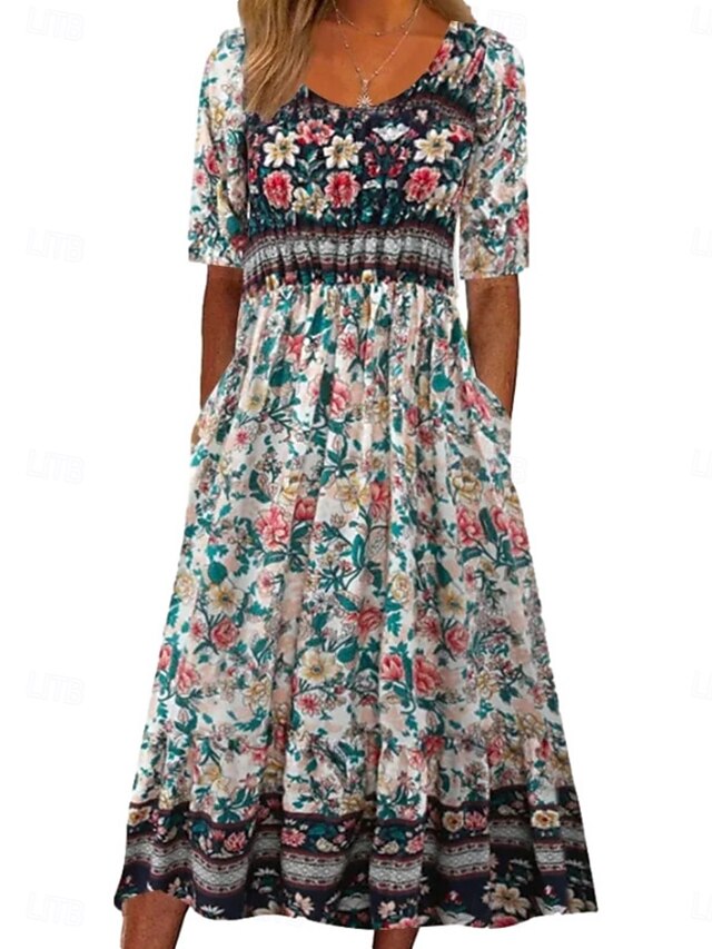 Women's Midi Dress A Line Dress Fit And Flare Dress