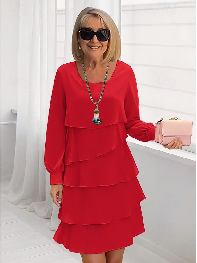 Women's Midi Dress Tiered Dress Elegant Going out Regular