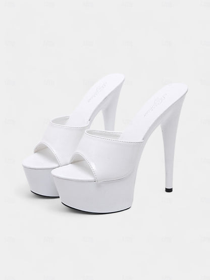 High with Patent Red Platform Heels Leather Women's