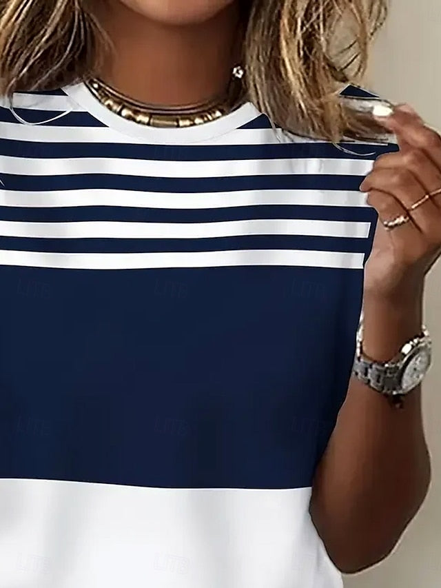 Women's T Shirt Graphic Striped Stylish Casual Short Sleeve