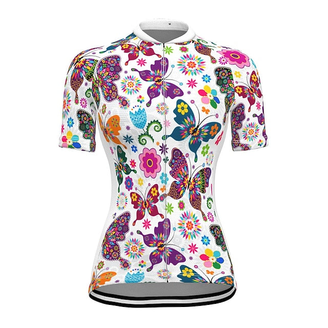Women's Cycling Jersey Butterfly Funny Short Sleeve Bike