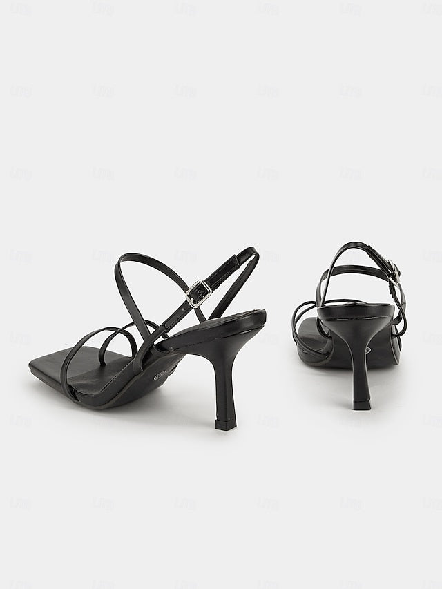 Heel Square Toe for High Women Minimalist Nude Sandals Strappy -