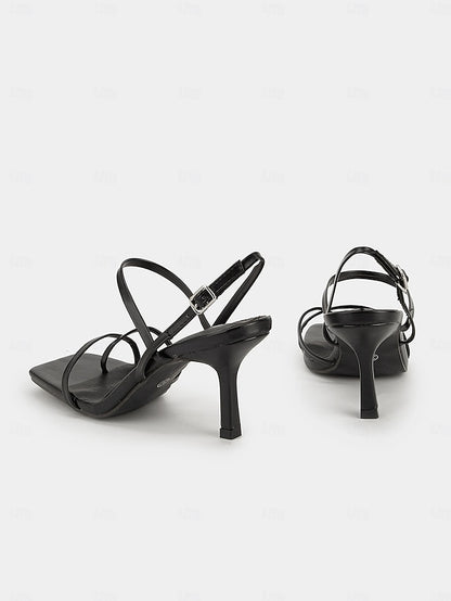 Heel Square Toe for High Women Minimalist Nude Sandals Strappy -