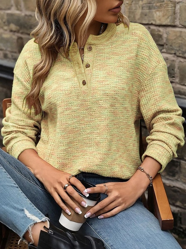 Women's Blouse Buttons Striped Stylish Casual Long Sleeve