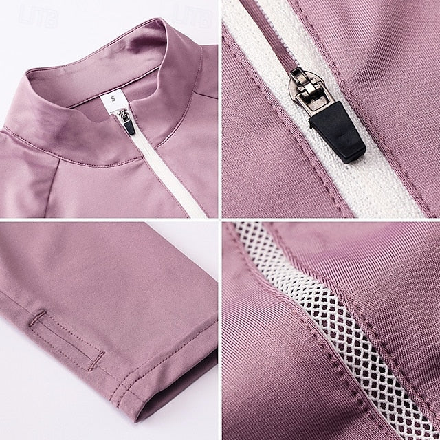 Women's Running T-Shirt Zipper Long Sleeve Zip Top Casual