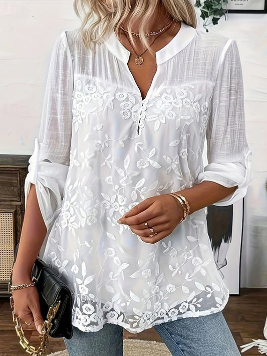 Women's Shirt Lace Solid Color Elegant Stylish Basic Long