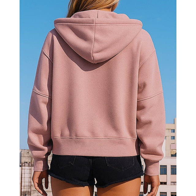 Women's Hoodie Jacket Zip Up Sweatshirt with Pockets Long