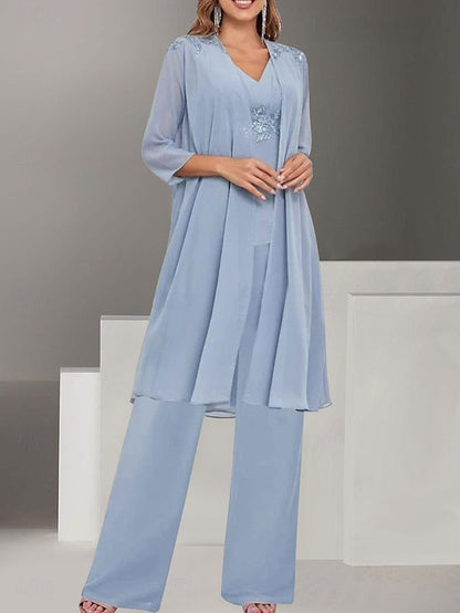 Piece Wedding the Guest V 3 Elegant Dress Mother of Simple Bride