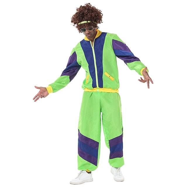 Retro Vintage 1980s Workout Outfits Cosplay Patchwork Fancy