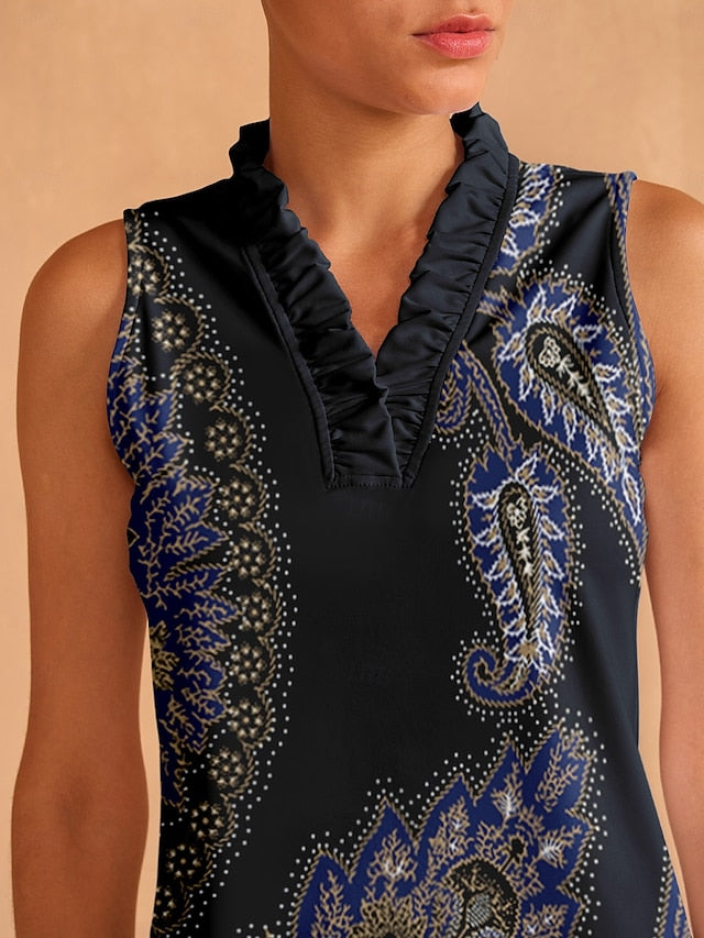Women's Golf Polo Shirt Dark Navy Sleeveless Top Ladies