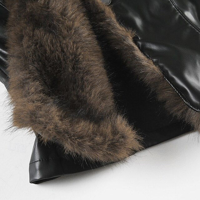 Comfortable Casual Warm Fur Buttons Collar Women's Jacket