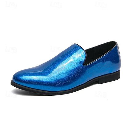 Shiny Loafers – Slip-On Metallic Men's Fashionable Gold