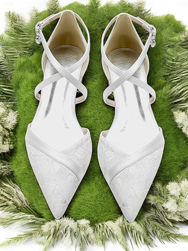 Satin Navy Shoes Overlay with for Low Lace Heel Blue Cross-Strap