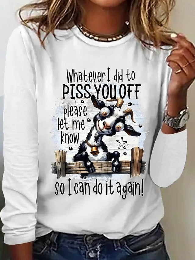 Women's Tunic T Shirt Fashion Casual Cat Regular Tops Long